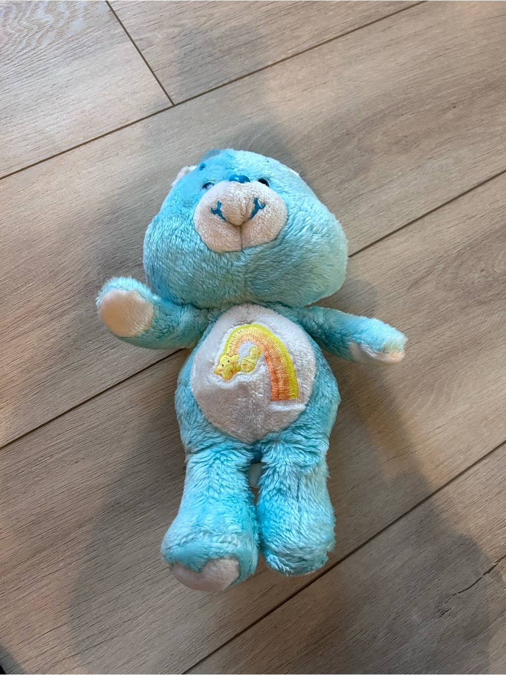 Vintage 1980s Kenner Care Bears Wish Bear Plush Light Blue Star Belly Badge Toy